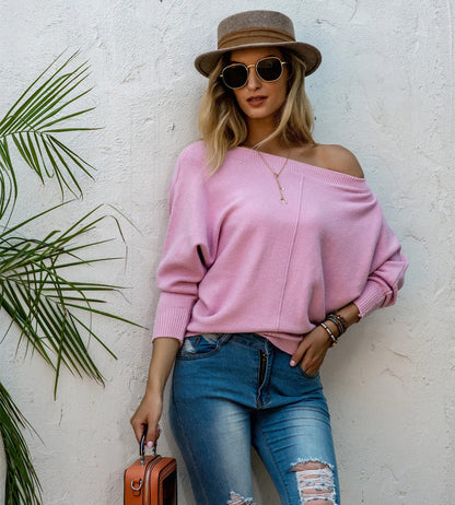Cozy Women's Oversized Off Shoulder Wool Sweater - Nocini
