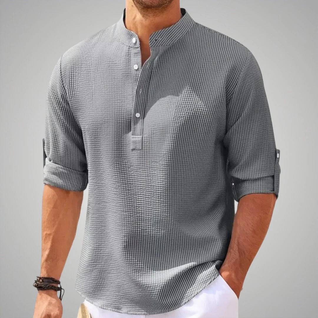 Casual Men's Shirt Loose Fit Breathable 3/4 Sleeve