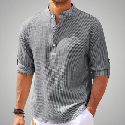 Casual Men's Shirt Loose Fit Breathable 3/4 Sleeve
