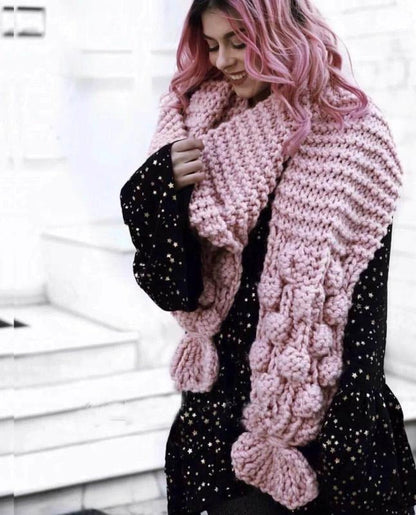 Cozy Large Wool Cable Knit Women's Scarf