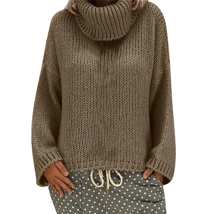 Cozy Oversized Women's Sweater with High Neck