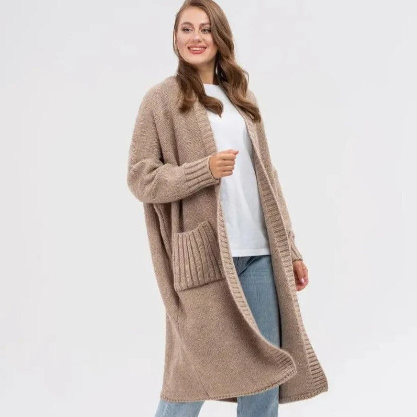 Cozy Women's Long Cardigan with Big Pockets