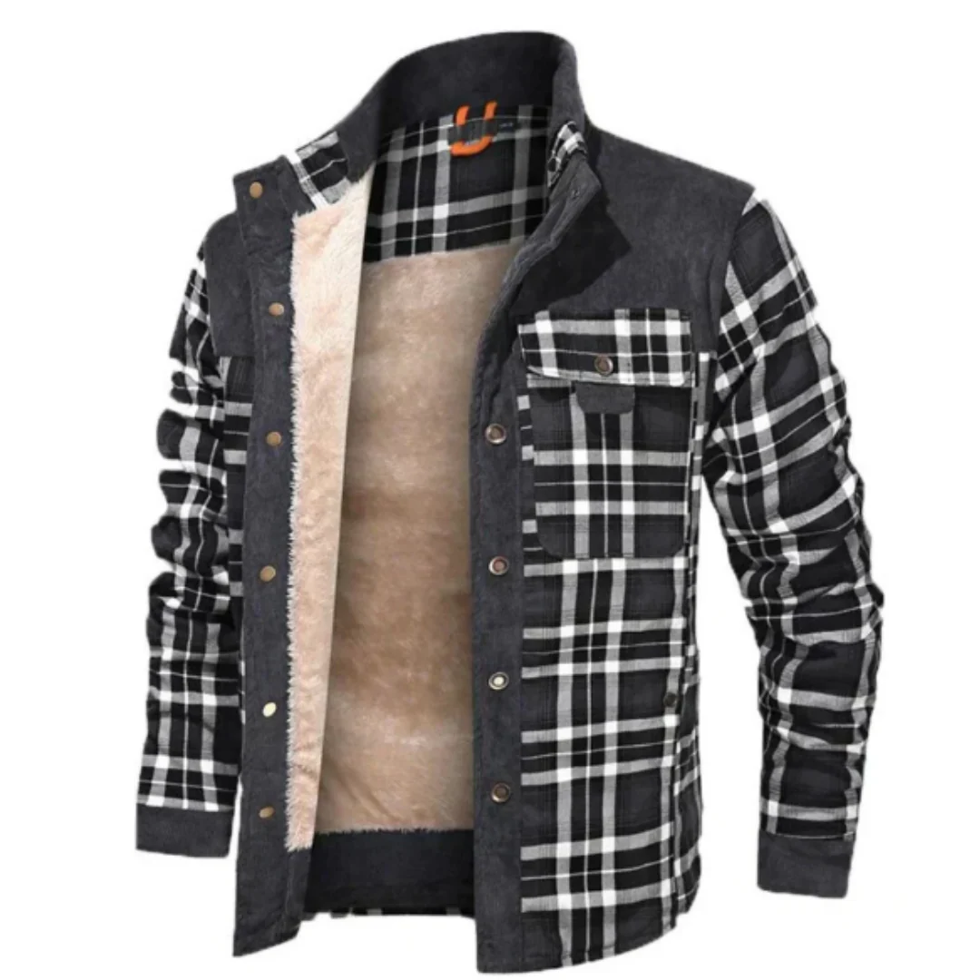 Classic Plaid Coat with Insulated Lining and Button Front - Nocini