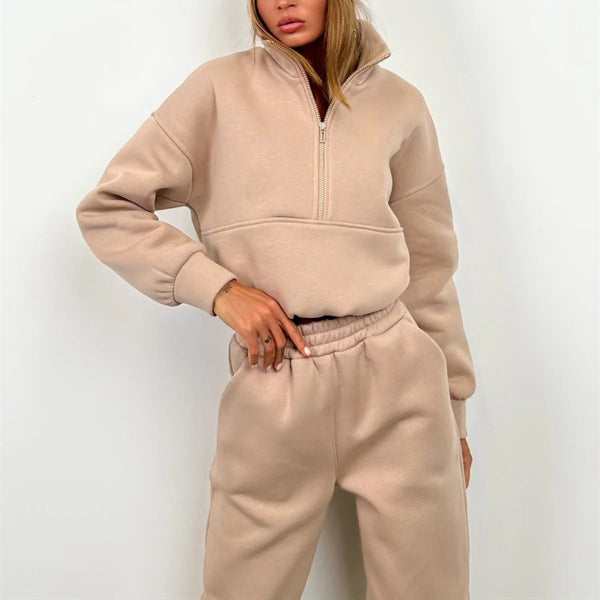 Comfortable Women's Jogger Set with Zip Up Hoodie