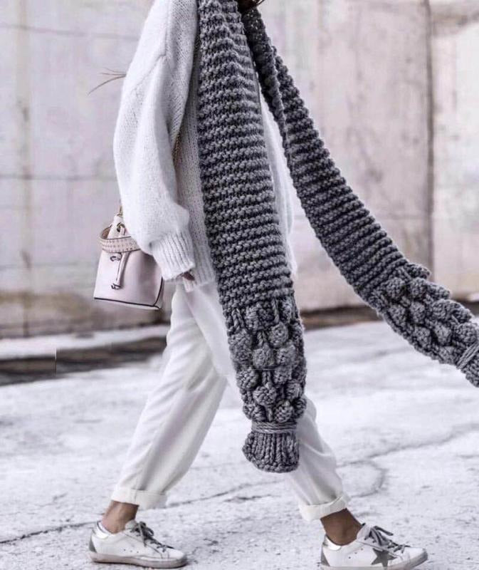 Cozy Large Wool Cable Knit Women's Scarf - Nocini