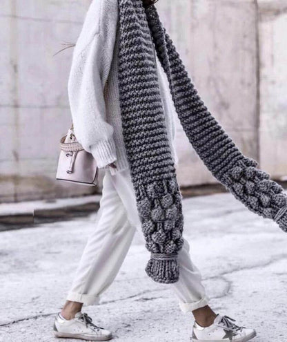Cozy Large Wool Cable Knit Women's Scarf - Nocini