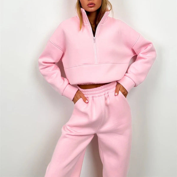 Comfortable Women's Jogger Set with Zip Up Hoodie