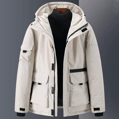 Warm Waterproof Mens Parka Coat with Hood and Pockets