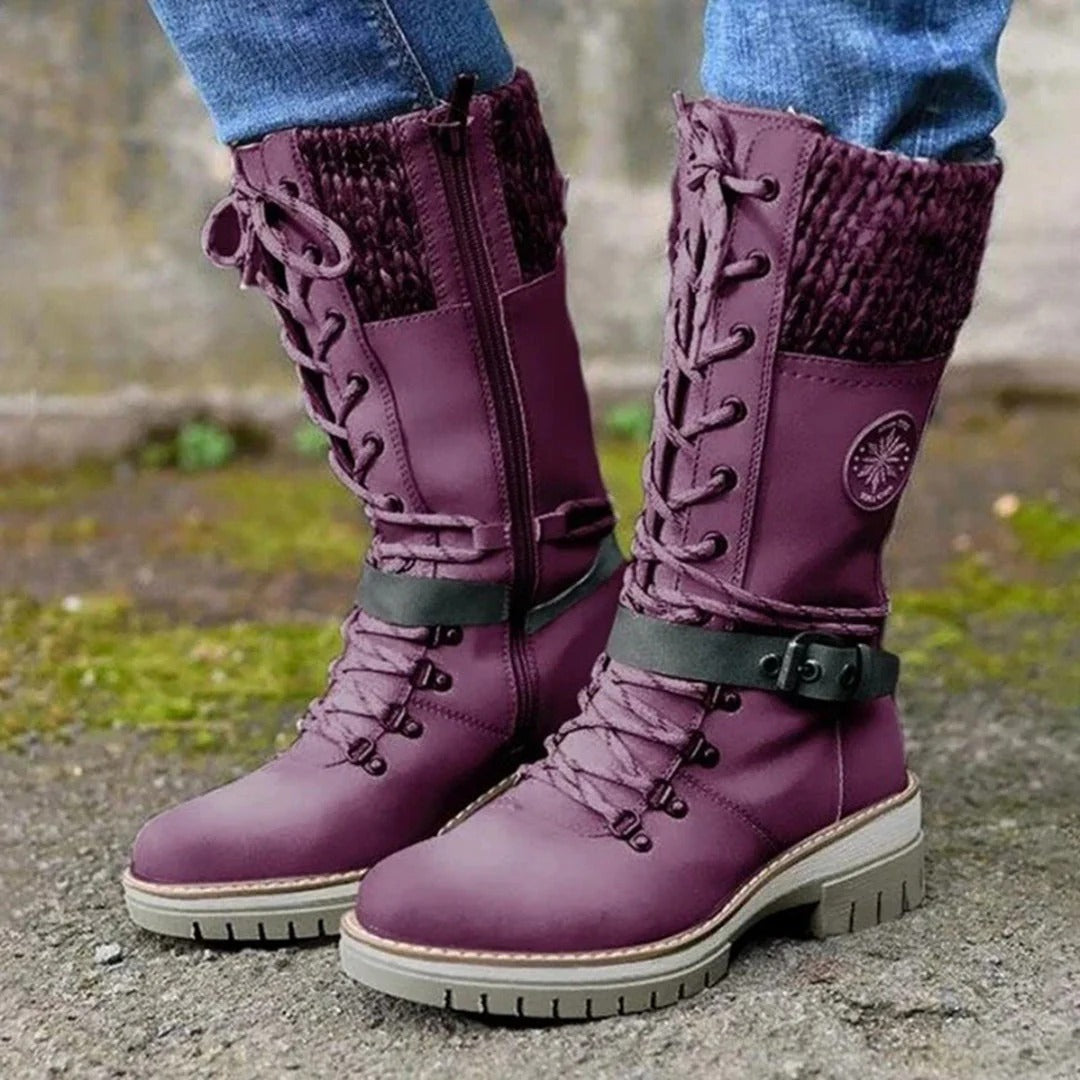 Ladies Tall Lace Up Winter Boots with Wool Top