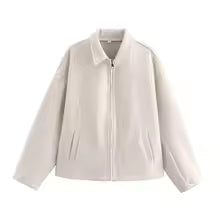 Relaxed Fit Women's Wool Zip Jacket