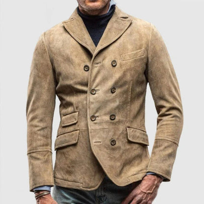 Men's Slim Fit Double Breasted Wool Blazer - Nocini