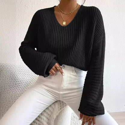 Soft Women's V-Neck Long Sleeve Sweater