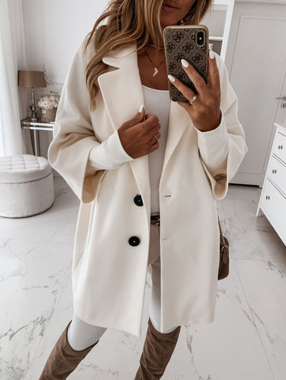 Large Women's Wool Coat with Button Front