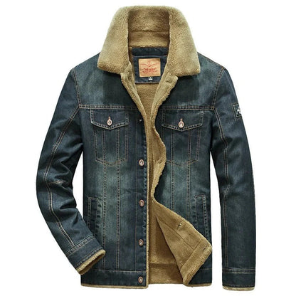 Classic Men's Faux Fur Lined Jeans Jacket