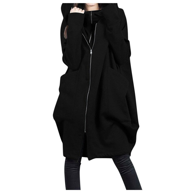 Women's Oversized Parka Coat with Hood and Zipper - Nocini