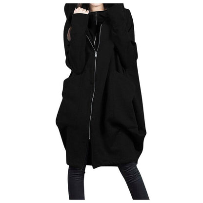 Women's Oversized Parka Coat with Hood and Zipper - Nocini