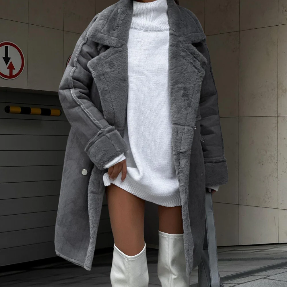 Soft Oversized Women's Velour Long Coat