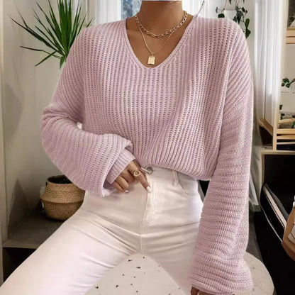Soft Women's V-Neck Long Sleeve Sweater