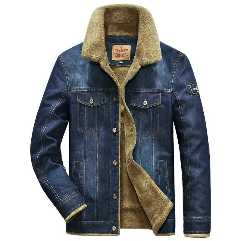 Classic Men's Faux Fur Lined Jeans Jacket - Nocini