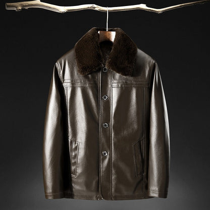 Slim Fit Men's Faux Fur Leather Jacket