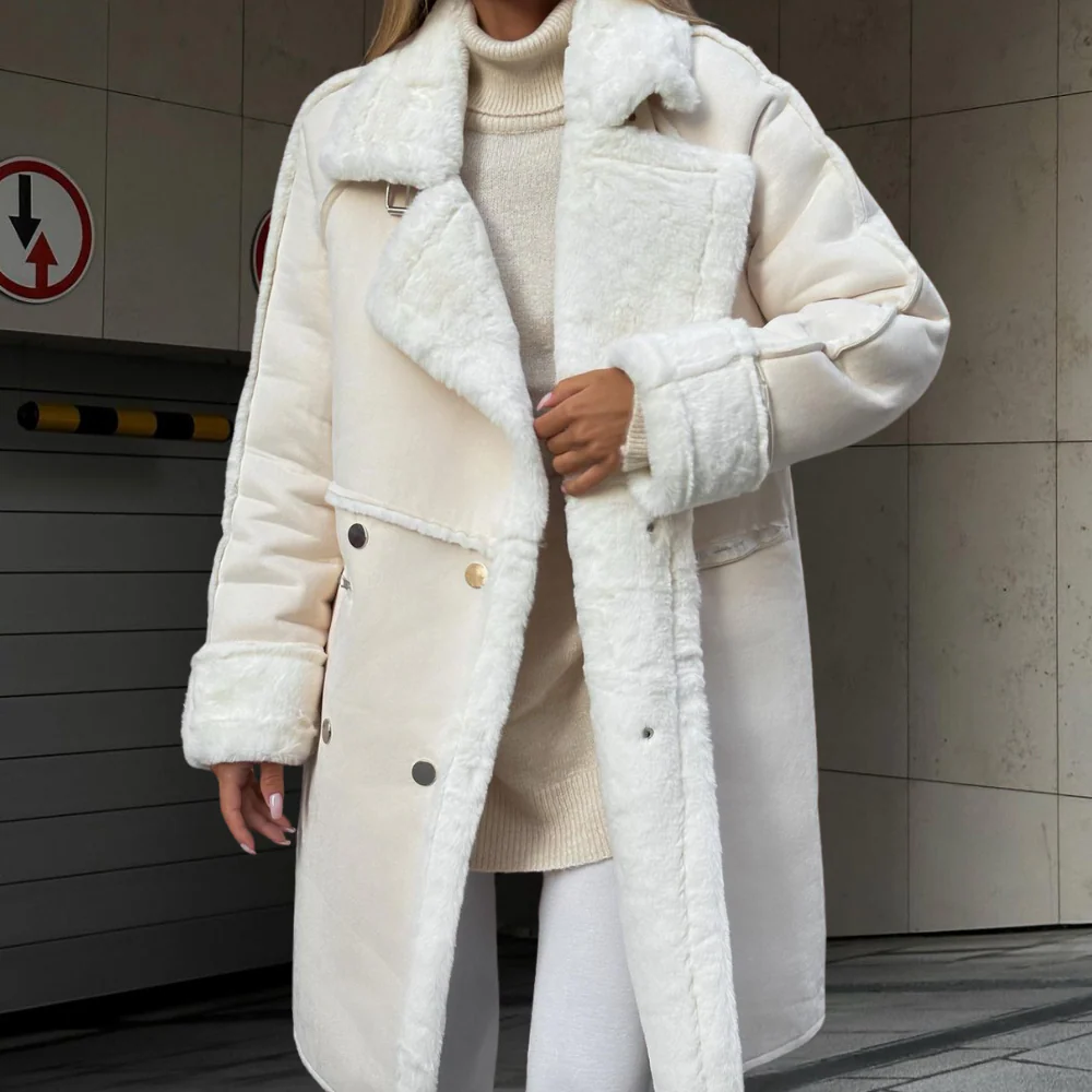 Soft Oversized Women's Velour Long Coat - Nocini