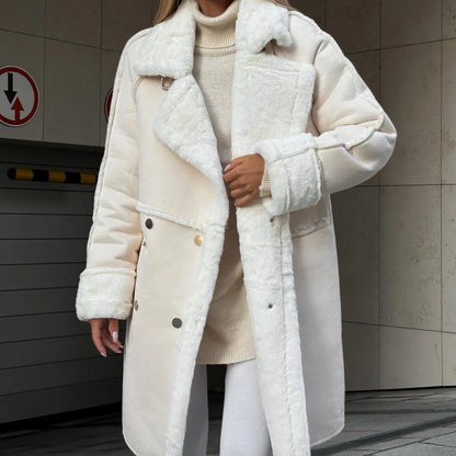 Soft Oversized Women's Velour Long Coat - Nocini
