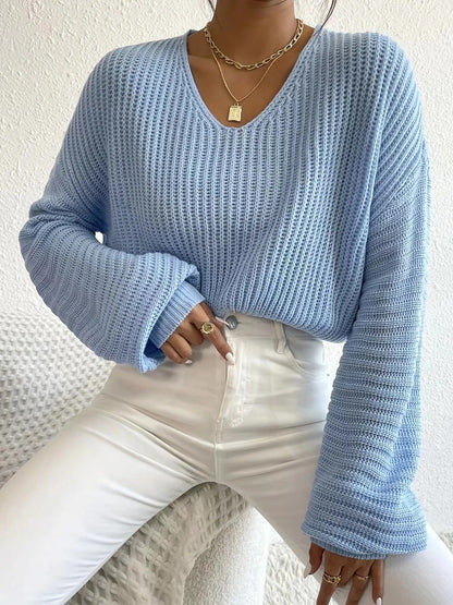 Soft Women's V-Neck Long Sleeve Sweater - Nocini