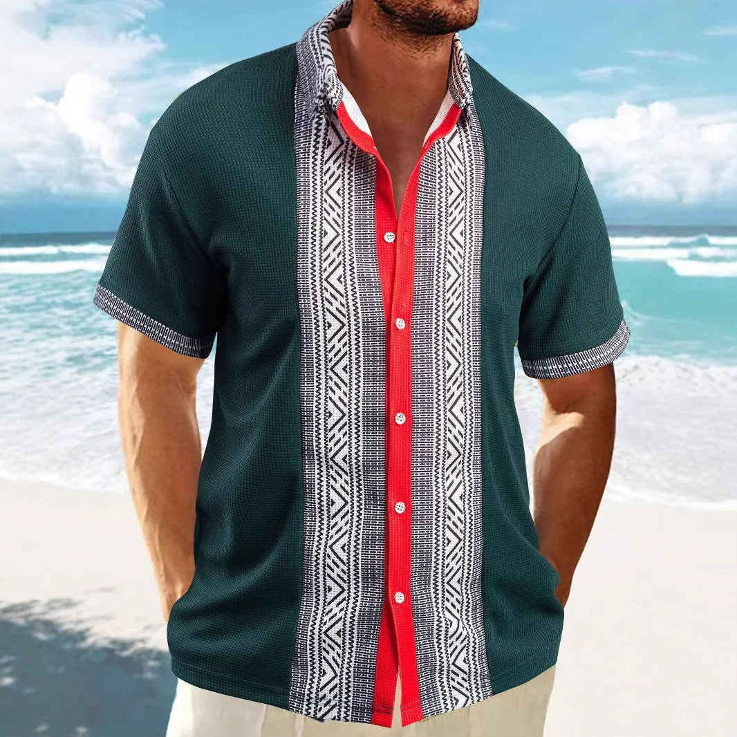 Casual Loose Fit Cotton Shirt with Ethnic Print