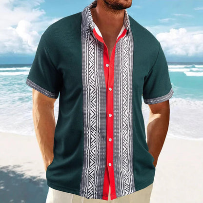 Casual Loose Fit Cotton Shirt with Ethnic Print
