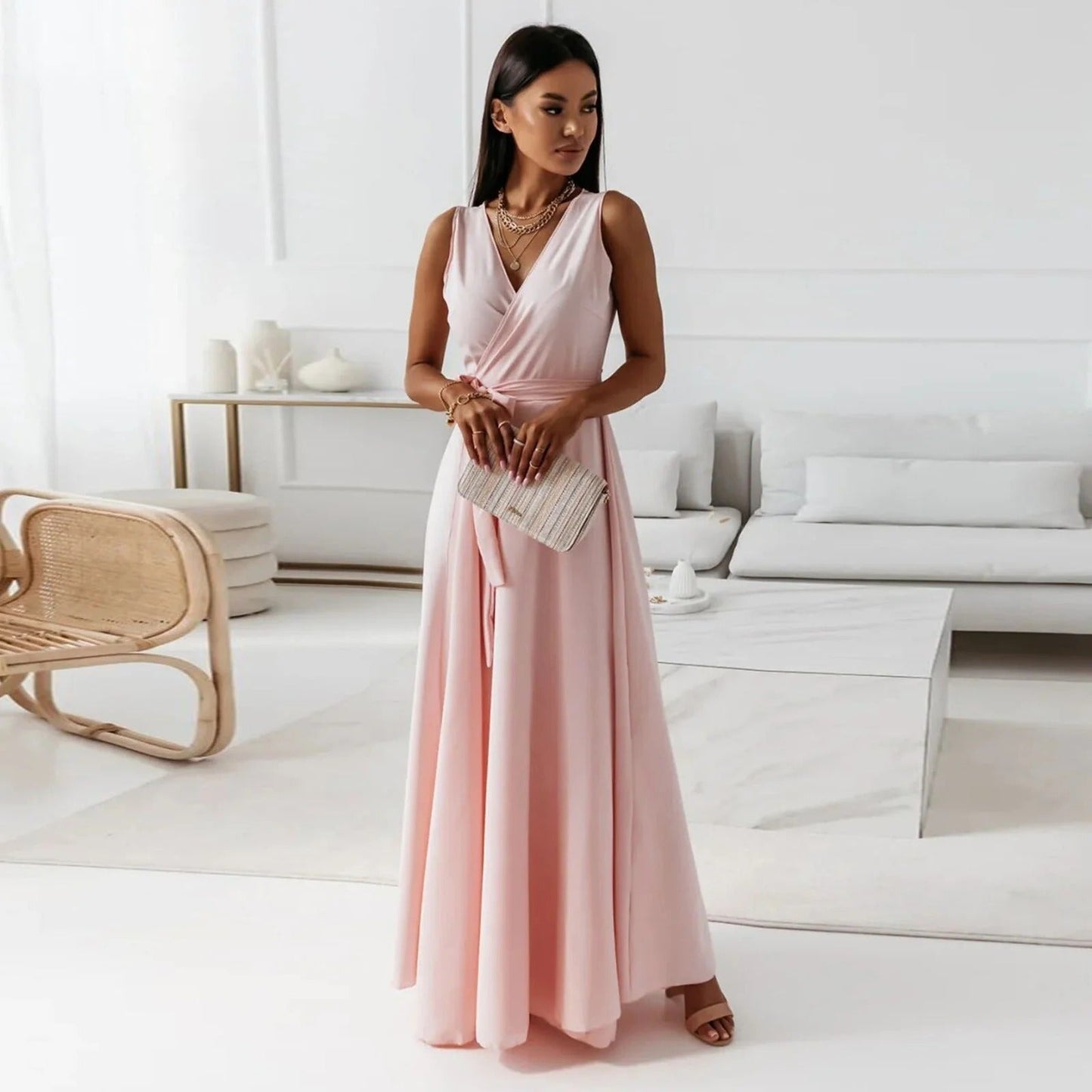 Women's Long V-Neck Summer Dress