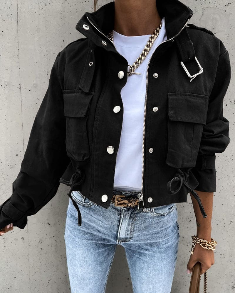 Feminine Short Parka Jacket with Adjustable Waist - Nocini
