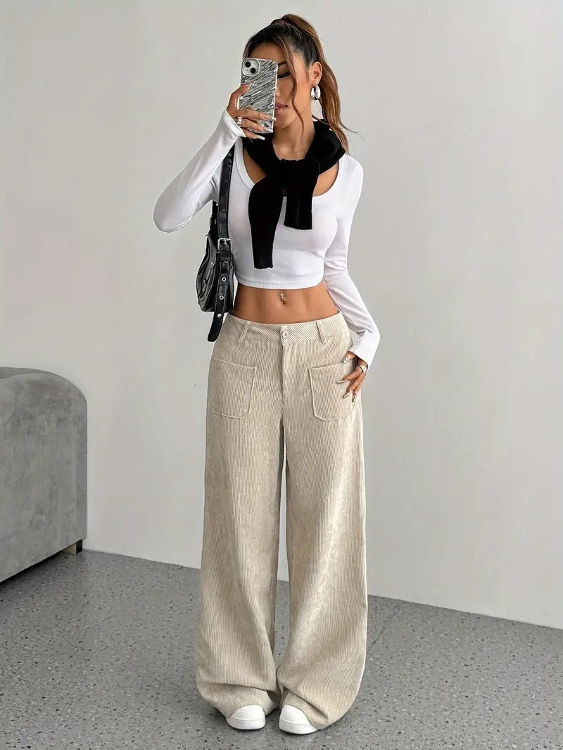 Warm Corduroy Wide Leg Womens Pants