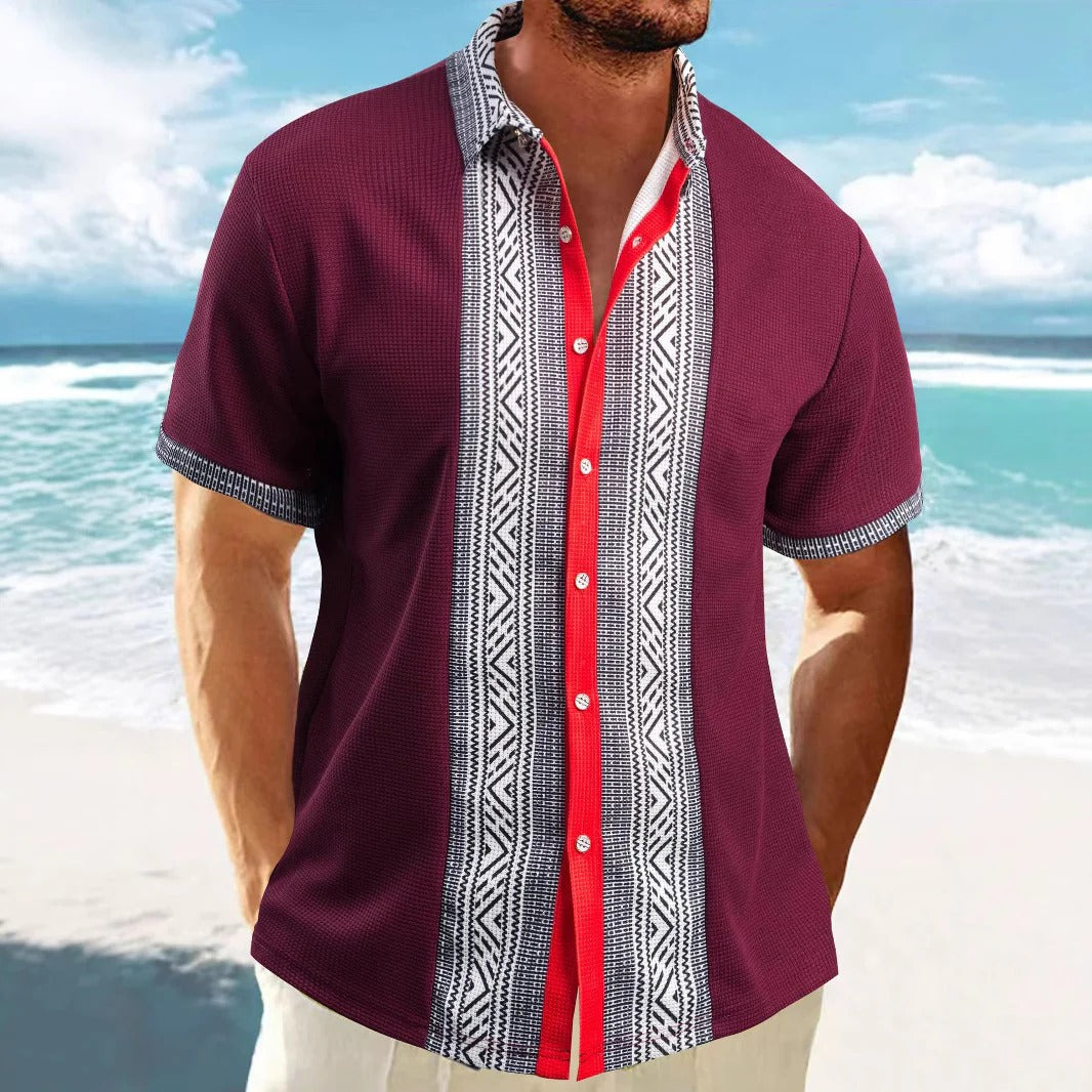 Casual Loose Fit Cotton Shirt with Ethnic Print