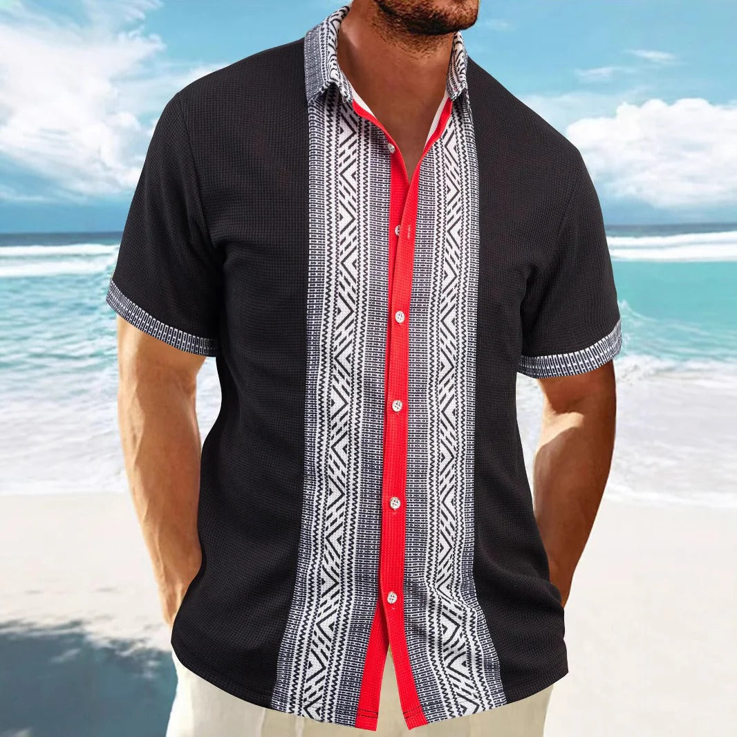 Casual Loose Fit Cotton Shirt with Ethnic Print
