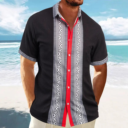 Casual Loose Fit Cotton Shirt with Ethnic Print