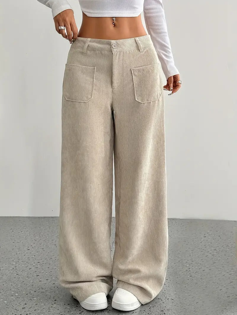 Warm Corduroy Wide Leg Womens Pants - Nocini