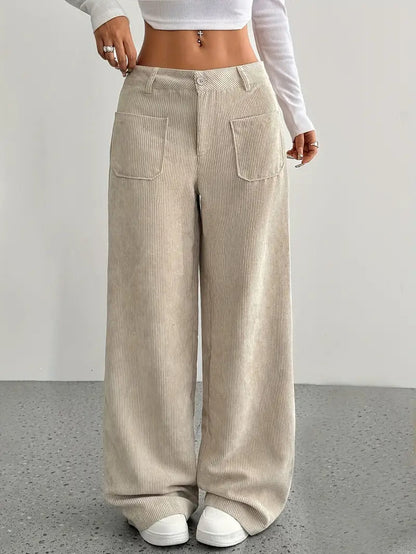 Warm Corduroy Wide Leg Womens Pants - Nocini