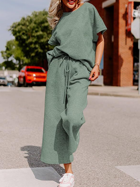 Comfy Women's 2 Piece Soft Knit Tee Set