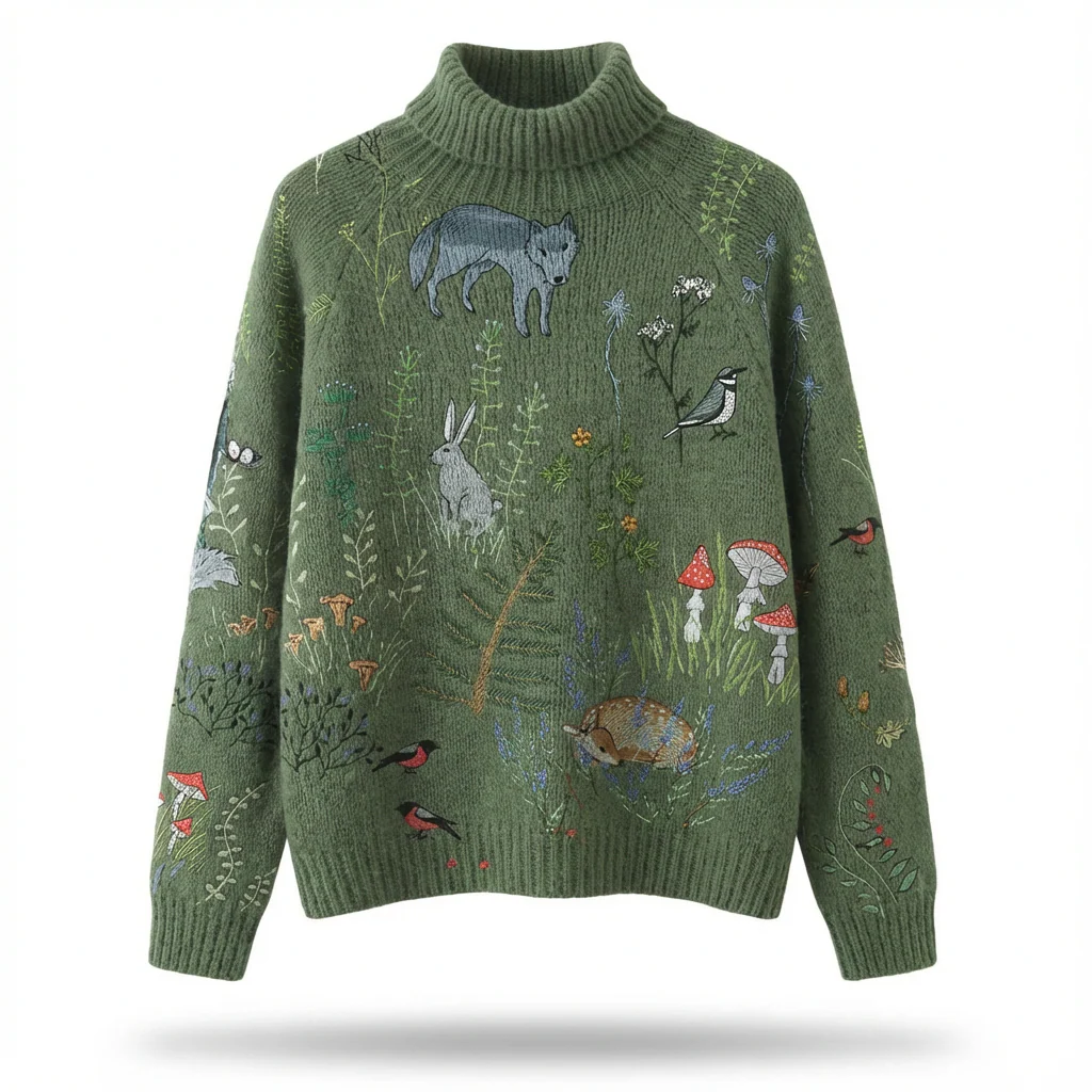 Colorful Print Crew Neck Sweater