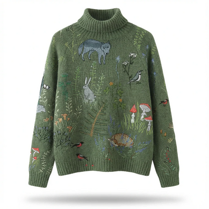 Colorful Print Crew Neck Sweater