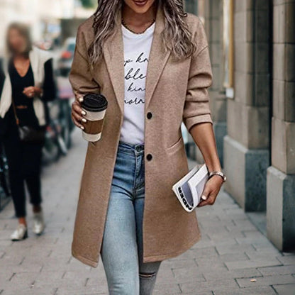 Stylish Knee Length Wool Coat for Women