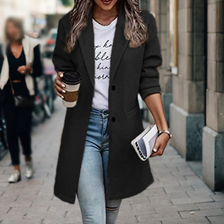 Stylish Knee Length Wool Coat for Women - Nocini