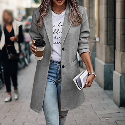 Stylish Knee Length Wool Coat for Women