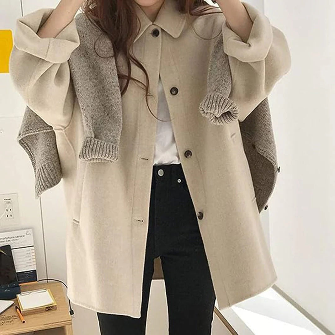 Cozy Women's Wool Jacket with Button Front