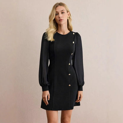 Women's Short Sleeve Asymmetrical Mini Dress - Nocini