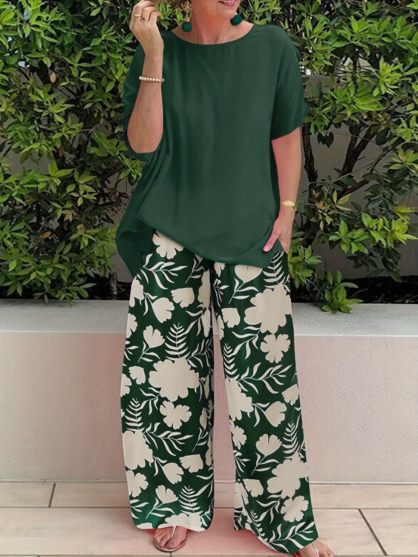 Loose Fit Floral Women's Pants Lightweight Comfortable