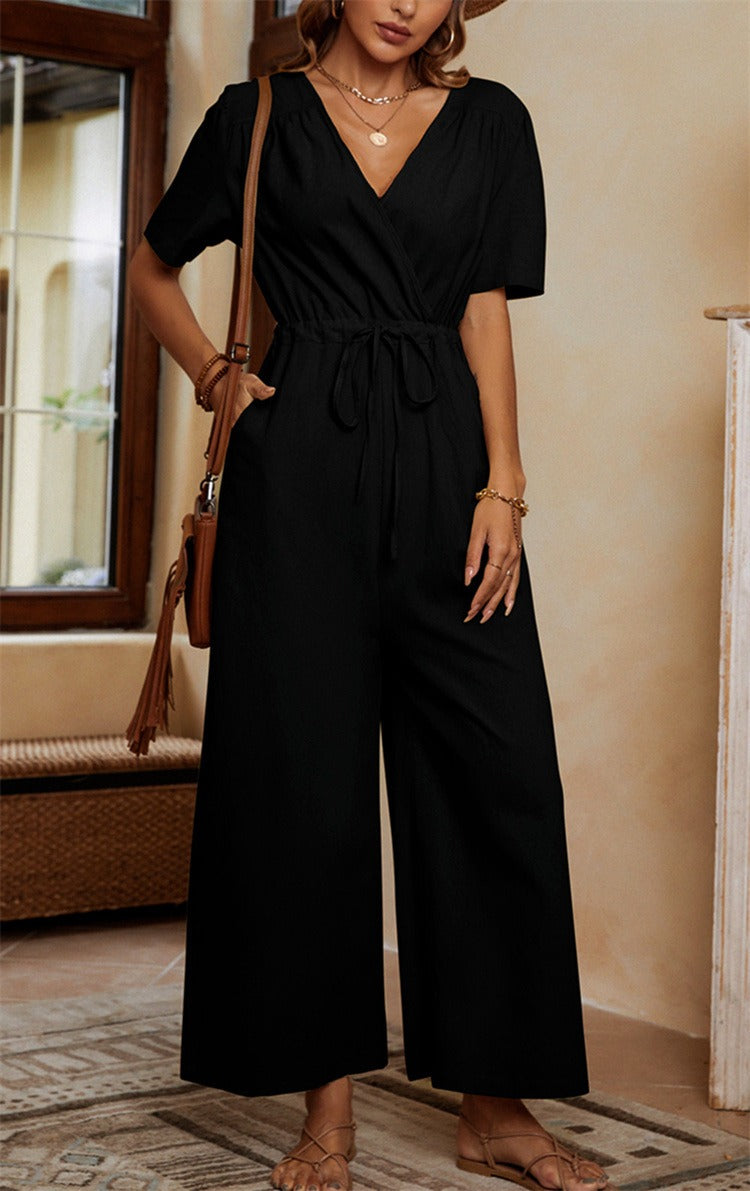 Ladies' Casual Romper with Pockets and Adjustable Waist - Nocini