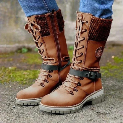 Ladies Tall Lace Up Winter Boots with Wool Top