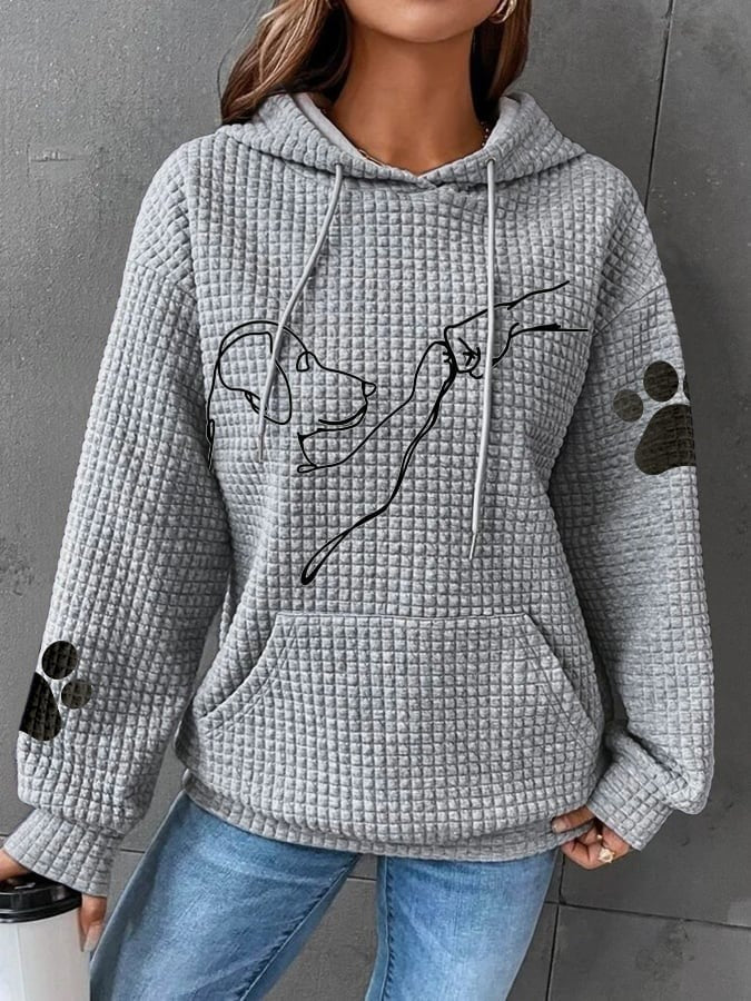 Cozy Womens Quilted Hoodie with Dog Design