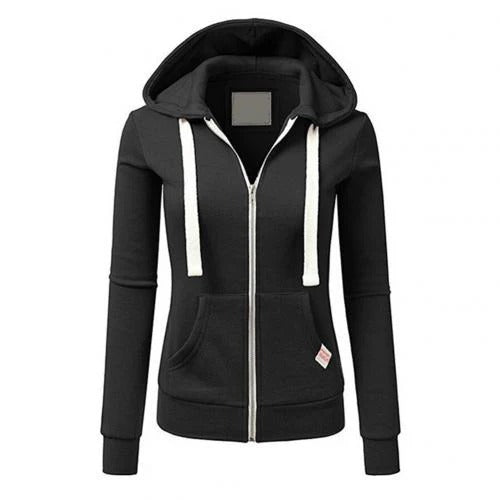 Women's Slim Fit Fleece Hoodie with Zip FrontPocket